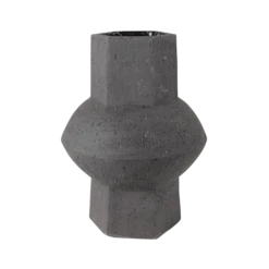 Oujda Hexagon Black Ceramic Vase