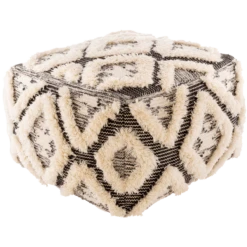 Black Diamond Shag Pouf