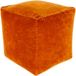 Burnt Orange Cotton Velvet Pouf