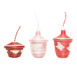 Clay & Coral Basket Trio Ornaments