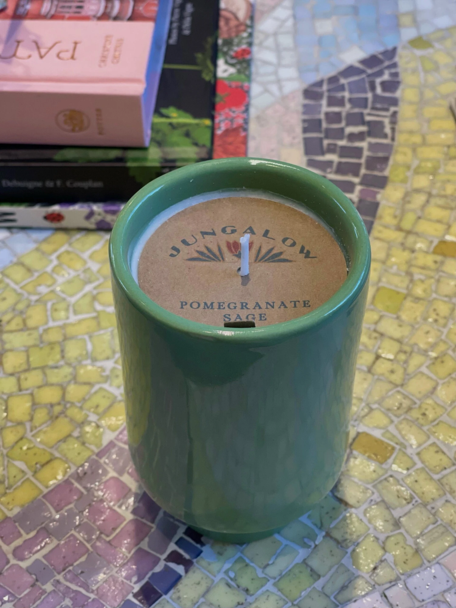 Jungalow Kaya Ceramic Candle - Matcha Green/Pomegranate Sage - Image 4