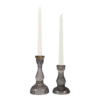 Smoky Gray Glass Candlestick Holder Set