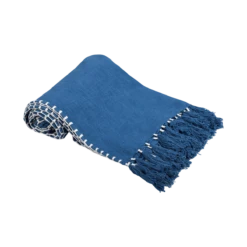 Indigo Fringe Throw Blanket