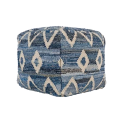 Indigo Stitched Pouf