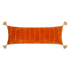 Orange Velvet Lumbar Pillow