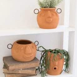 Terracotta Face Planter Set