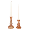 Rust Glass Candlestick Holder Set