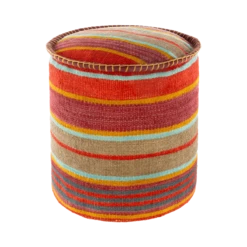 Striped Jute Pouf